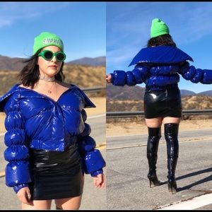 Blue Puffer Vinyl Jacket | Poshmark